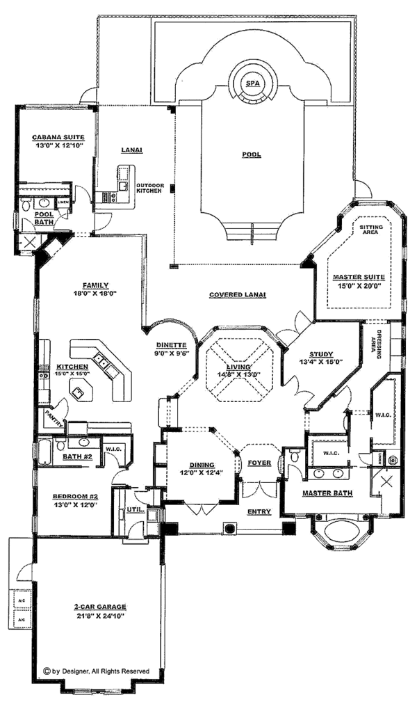 House Plan Design - Mediterranean Floor Plan - Main Floor Plan #1017-21