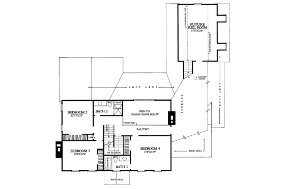 Floor Plan - Upper Floor for Colonial House Plan #137-353 - 4 bed, 3 bath