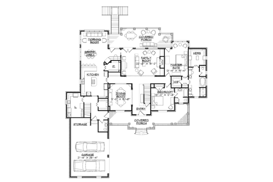 Floor Plan - Main Floor for Colonial House Plan #1054-12 - 6 bed, 6.5 bath