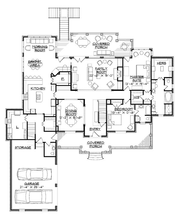 Home Plan - Colonial Floor Plan - Main Floor Plan #1054-12