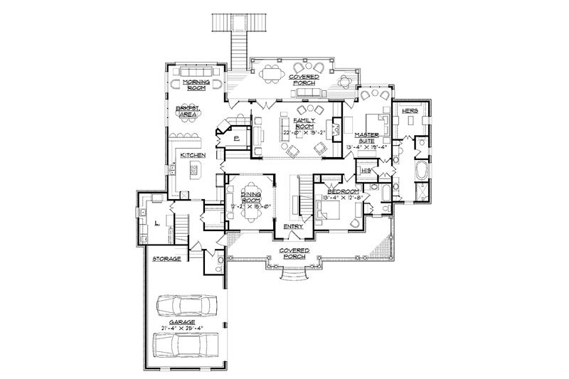 Architectural House Design - Floor Plan - Main Floor for Colonial House Plan #1054-12 - 6 bed, 6.5 bath
