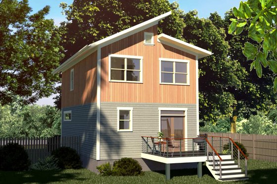 Exterior - Rear Elevation for Modern House Plan #79-291 - 3 bed, 2.5 bath