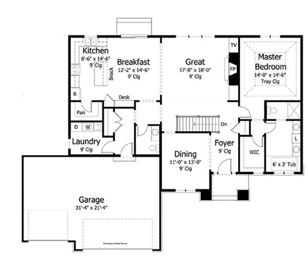 Home Plan - European Floor Plan - Main Floor Plan #51-966