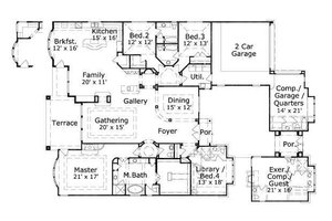 Floor Plan - Main Floor for European House Plan #411-823 - 5 bed, 4.5 bath