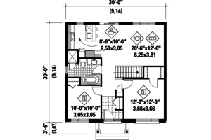 Floor Plan - Main Floor for Contemporary House Plan #25-4271 - 2 bed, 1 bath