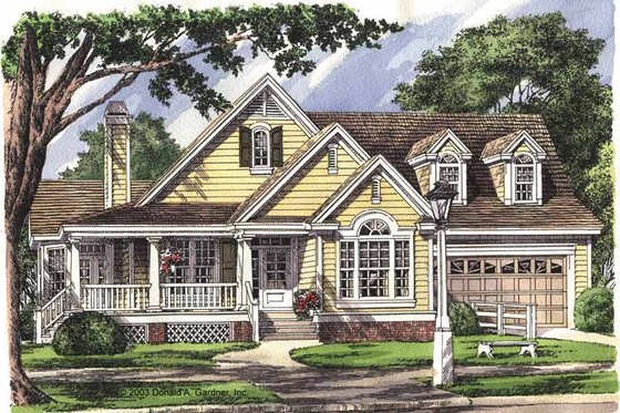 Exterior - Front Elevation 3 for Country House Plan #929-701 - 3 bed, 2 bath