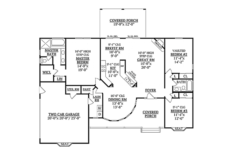 House Plan Design - Floor Plan - Main Floor for Country House Plan #314-278 - 3 bed, 2 bath