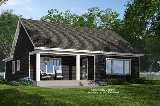 Exterior - Rear Elevation 1 for Bungalow House Plan #51-1387 - 3 bed, 2.5 bath
