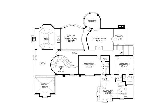 Floor Plan - Upper Floor for European House Plan #119-419 - 4 bed, 4.5 bath