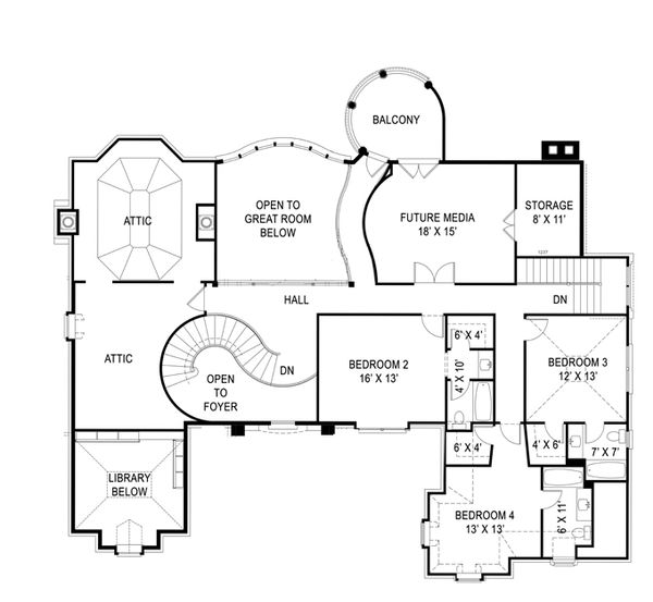House Design - European Floor Plan - Upper Floor Plan #119-419