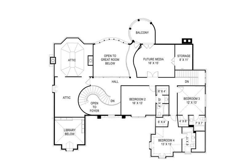 Architectural House Design - Floor Plan - Upper Floor for European House Plan #119-419 - 4 bed, 4.5 bath