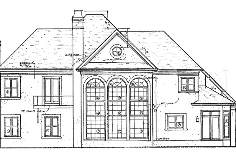 Architectural House Design - Exterior - Rear Elevation for European House Plan #453-379 - 4 bed, 3.5 bath