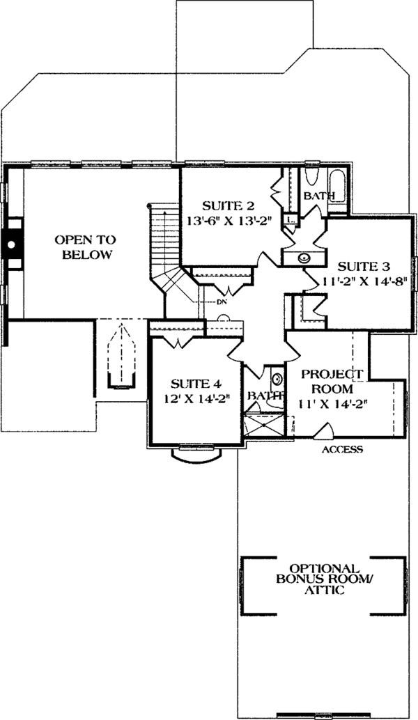 House Design - European Floor Plan - Upper Floor Plan #453-161