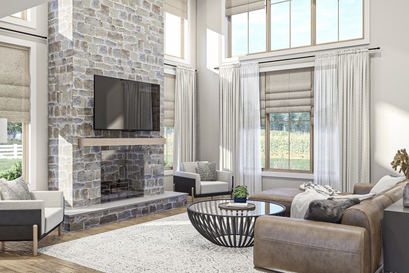 Home Plan - Interior - Family Room for Barndominium House Plan #455-523 - 4 bed, 2.5 bath