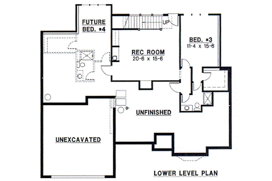 Floor Plan - Lower Floor for European House Plan #67-692 - 3 bed, 3 bath