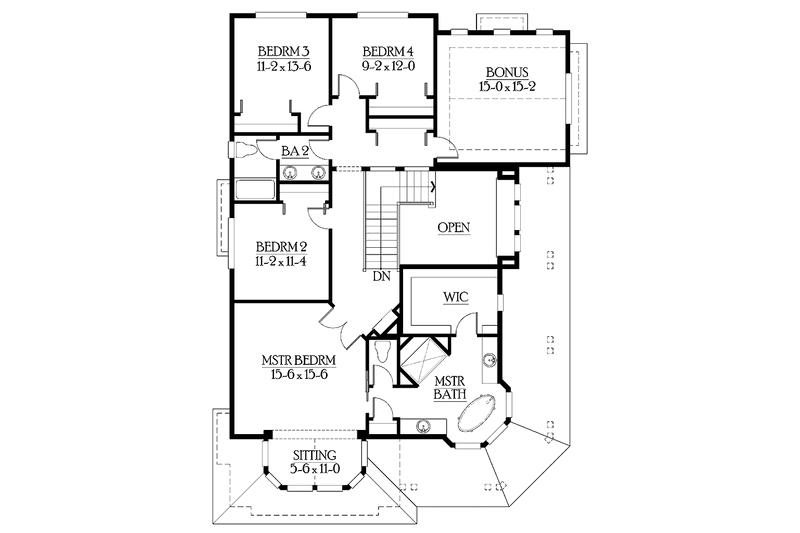 House Plan Design - Floor Plan - Upper Floor for Craftsman House Plan #132-459 - 4 bed, 2.5 bath