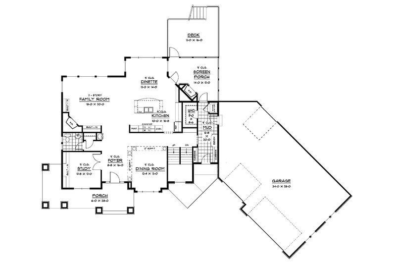 House Design - Floor Plan - Main Floor for Classical House Plan #51-657 - 3 bed, 2.5 bath