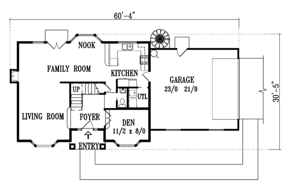 Floor Plan - Main Floor for Colonial House Plan #1-1348 - 3 bed, 2.5 bath