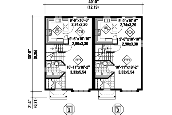 Floor Plan - Main Floor for Traditional House Plan #25-4519 - 5 bed, 2 bath