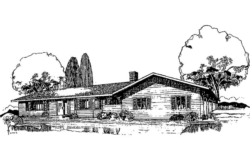 Home Plan - Exterior - Front Elevation 3 for Ranch House Plan #60-895 - 3 bed, 3 bath