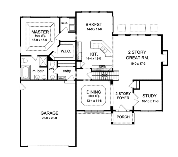 Architectural House Design - Colonial Floor Plan - Main Floor Plan #1010-16