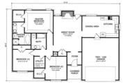 Ranch Style House Plan - 3 Beds 2 Baths 1475 Sq/Ft Plan #412-107 