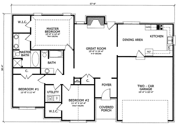 Ranch Floor Plan - Main Floor Plan #412-107