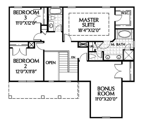Dream House Plan - Country Floor Plan - Upper Floor Plan #999-90