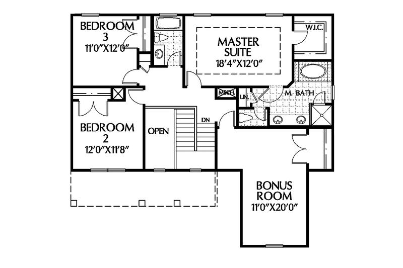 Home Plan - Floor Plan - Upper Floor for Country House Plan #999-90 - 3 bed, 2.5 bath