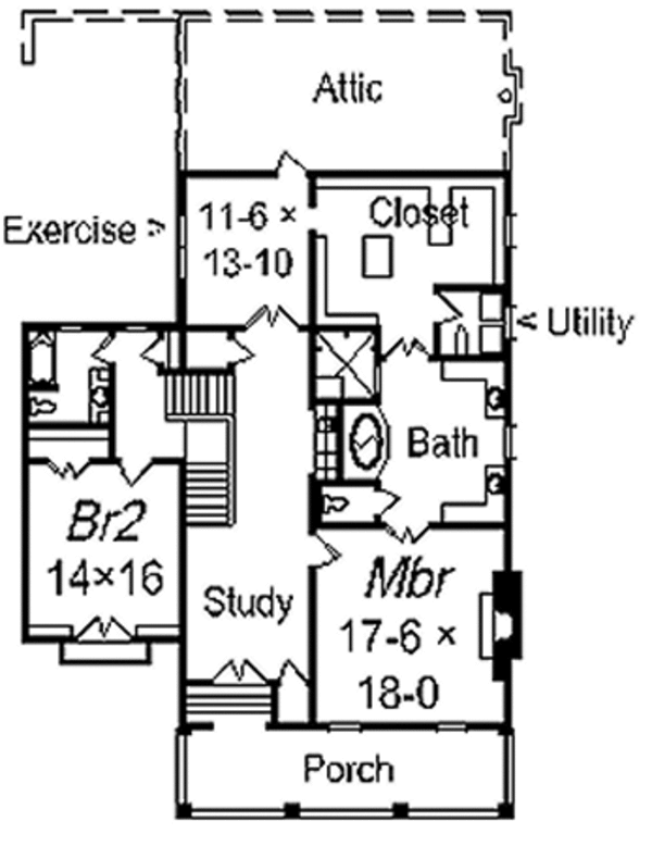Southern Floor Plan - Upper Floor Plan #329-318
