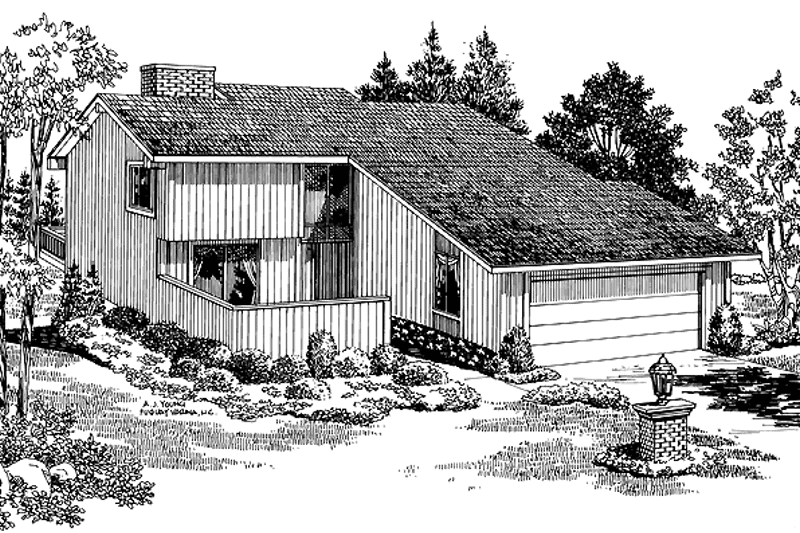 Home Plan - Exterior - Front Elevation 3 for Contemporary House Plan #72-702 - 3 bed, 3.5 bath
