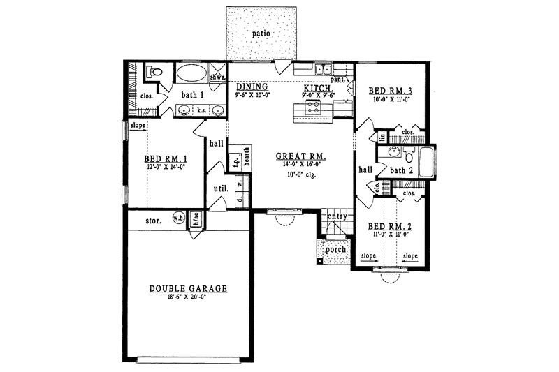 Home Plan - Floor Plan - Main Floor for European House Plan #42-511 - 3 bed, 2 bath