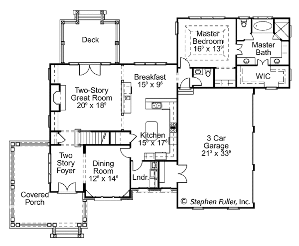 Architectural House Design - Colonial Floor Plan - Main Floor Plan #429-387