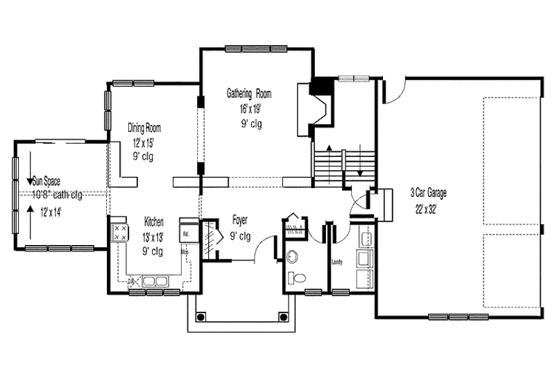 Home Plan - Floor Plan - Main Floor for Contemporary House Plan #320-895 - 3 bed, 2.5 bath