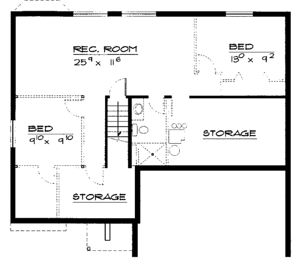 Home Plan - Traditional Floor Plan - Lower Floor Plan #308-298
