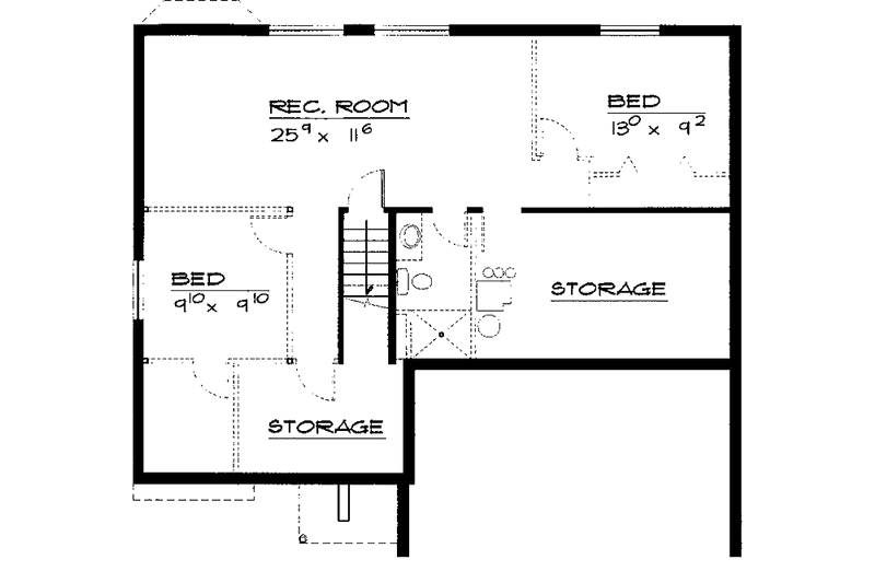 Dream House Plan - Floor Plan - Lower Floor for Traditional House Plan #308-298 - 2 bed, 2 bath