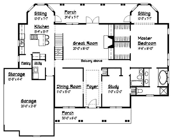 House Design - Country Floor Plan - Main Floor Plan #1051-19