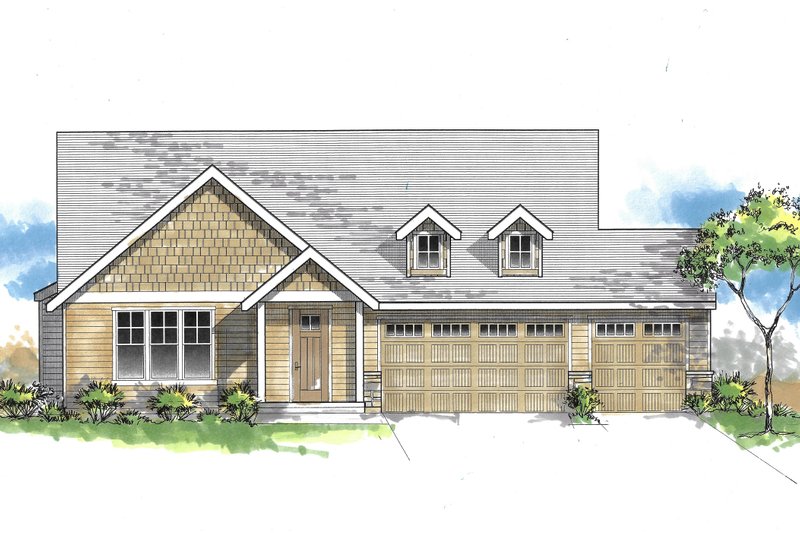 Architectural House Design - Craftsman Exterior - Front Elevation Plan #53-625