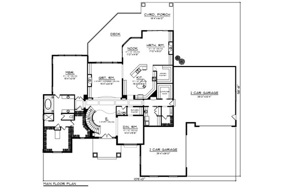 Floor Plan - Main Floor for Traditional House Plan #70-1297 - 4 bed, 3.5 bath