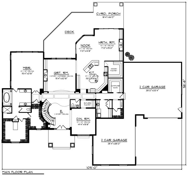 House Plan Design - Traditional Floor Plan - Main Floor Plan #70-1297