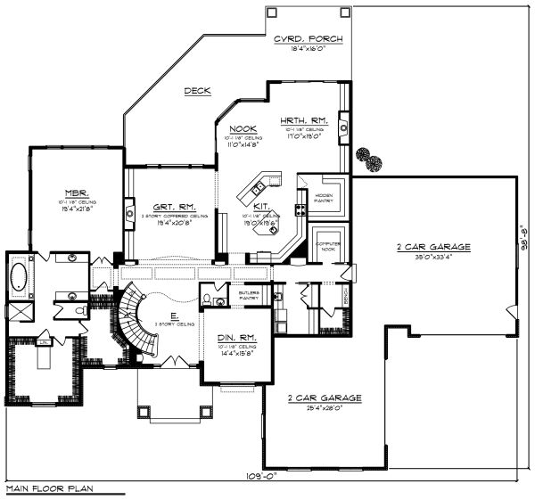 Architectural House Design - Traditional Floor Plan - Main Floor Plan #70-1297