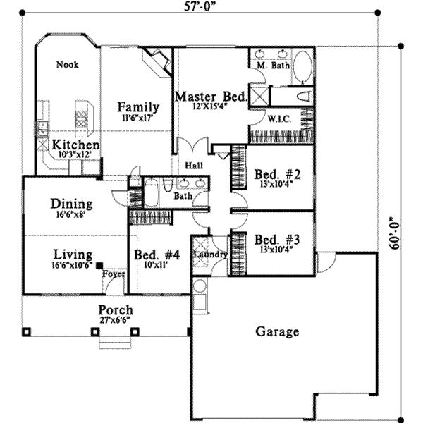Craftsman Floor Plan - Main Floor Plan #78-111