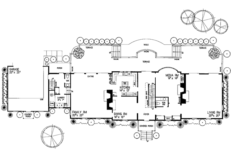 House Blueprint - Floor Plan - Main Floor for Classical House Plan #72-815 - 4 bed, 4 bath