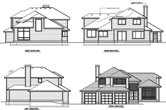 Exterior - Rear Elevation for Traditional House Plan #100-415 - 3 bed, 2.5 bath