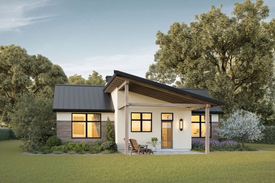 Exterior - Rear Elevation for Cottage House Plan #1114-70 - 2 bed, 2 bath