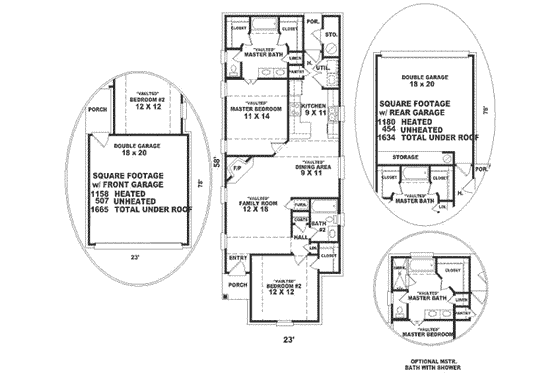 Floor Plan - Main Floor for Southern House Plan #81-129 - 2 bed, 2 bath