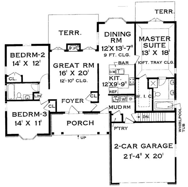 House Design - Country Floor Plan - Main Floor Plan #3-229