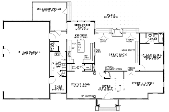 Floor Plan - Main Floor for Colonial House Plan #17-3202 - 4 bed, 4.5 bath