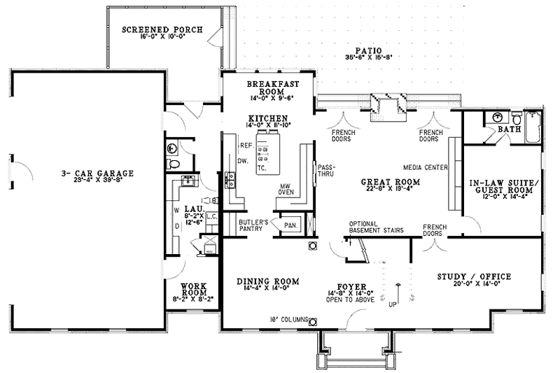 Home Plan - Floor Plan - Main Floor for Colonial House Plan #17-3202 - 4 bed, 4.5 bath