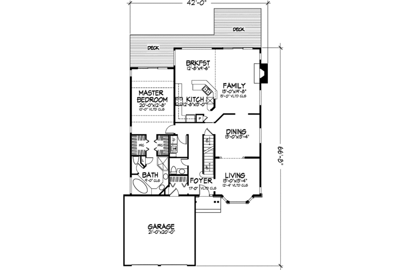 Architectural House Design - Floor Plan - Main Floor for Traditional House Plan #320-538 - 4 bed, 2.5 bath